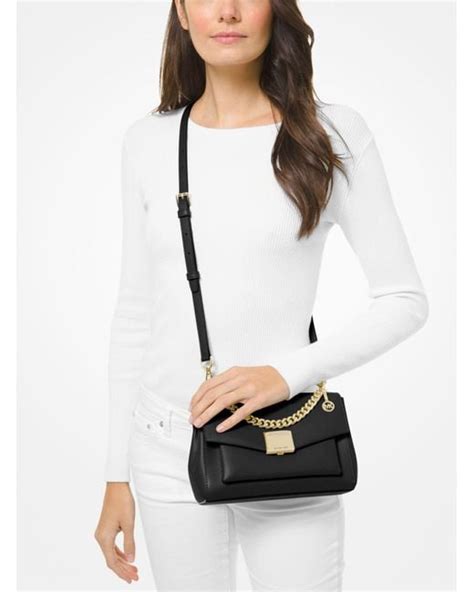 michael kors lita medium leather crossbody bag black|crossbody bag Michael Kors.